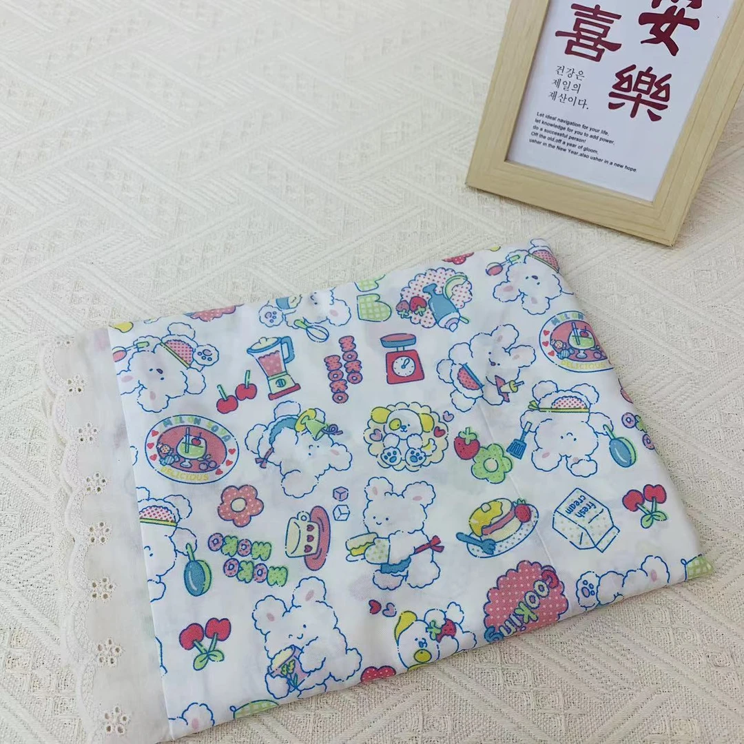 碎花枕套一对，50×75透气印花斜纹