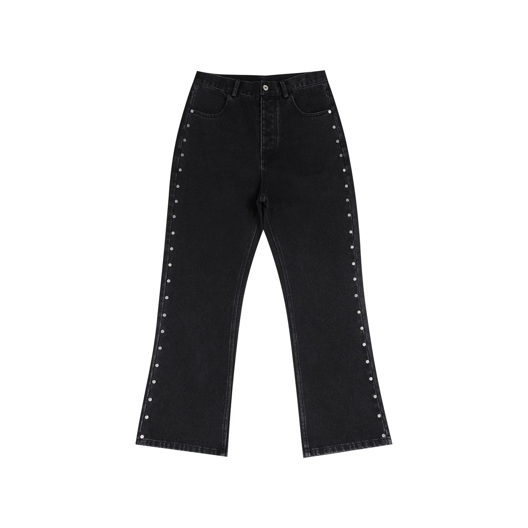 hermitcreate水洗做旧重磅贴片铆钉牛仔裤高盎司Cleanfit百搭舒适