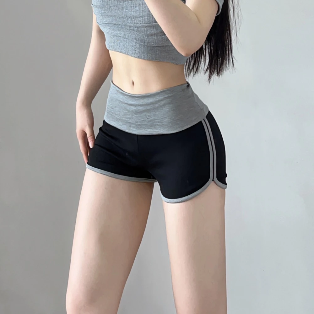 辣妹运动休闲短裤瑜伽拼接三分健身修身训练跑步舞蹈显腿长显瘦