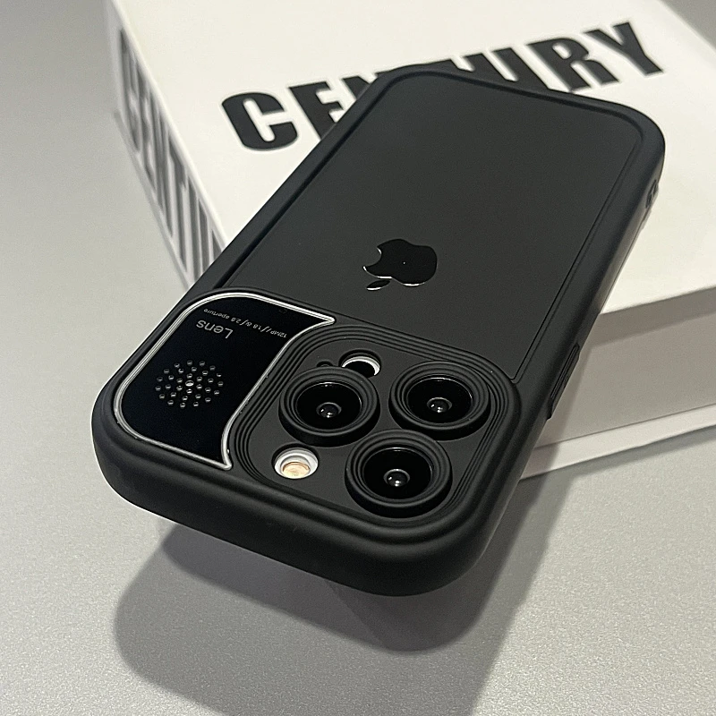 创意大视窗黑色硅胶适用iPhone15Promax苹果13手机壳14简约新款软