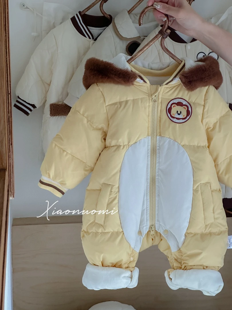 婴幼儿加厚保暖连体羽绒服宝宝外出冬季可爱分体衣