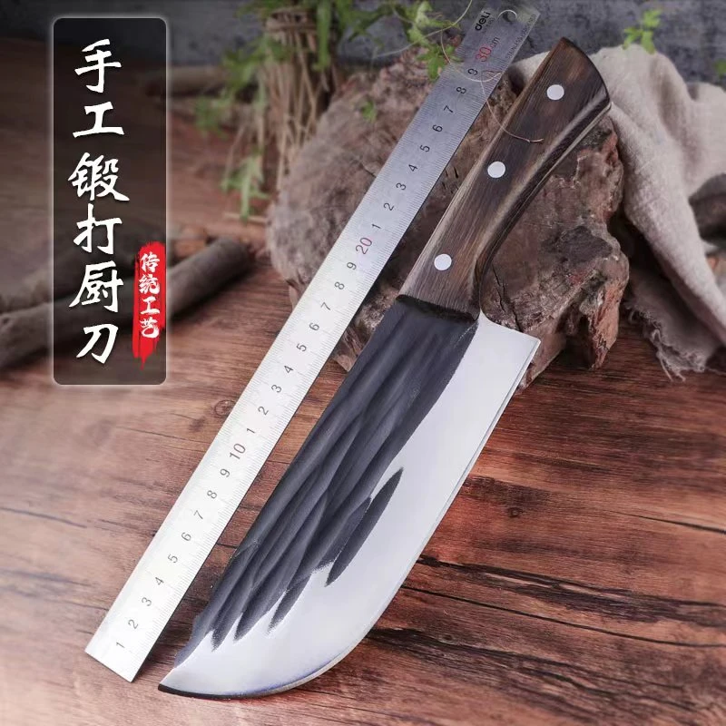 【砍骨剔肉】鸡翅木柄手工锻打砍骨刀手工开刃锻打锤纹刀【z-06】