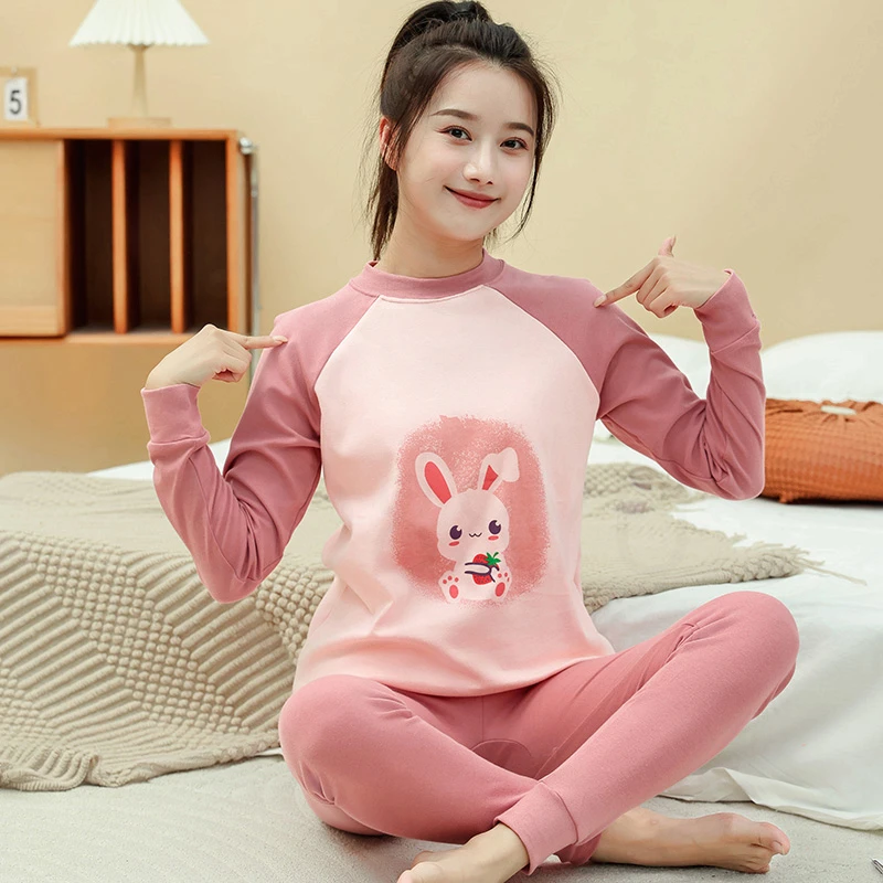 女童全棉秋衣秋裤套装女孩打底内衣纯棉睡衣宝宝秋冬打底衫棉毛裤