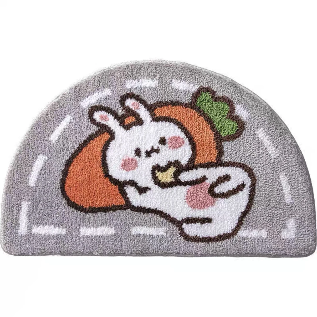 小白兔卫生间地垫吸水防滑半圆