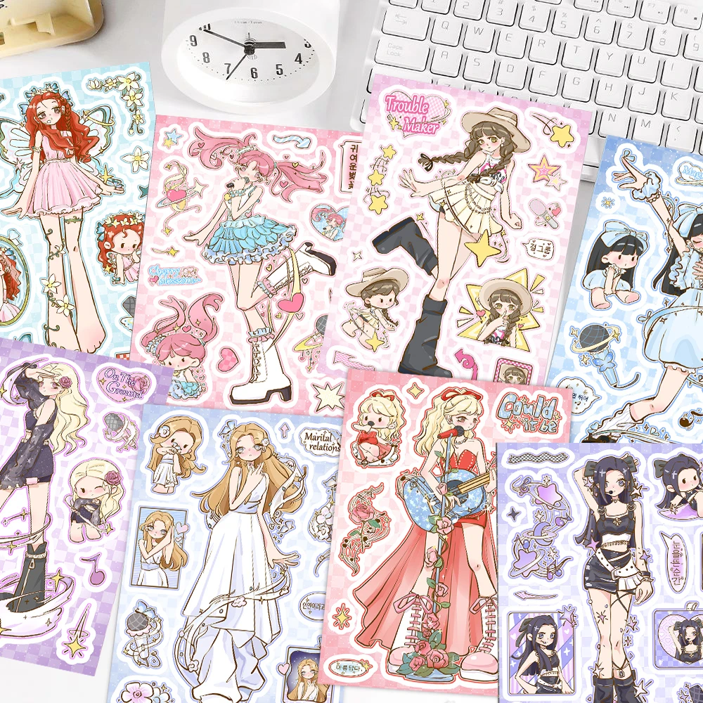 8张kpop女团拼贴画张元英宋雨琦朴彩英郑雅娴手账本卡通diy贴纸