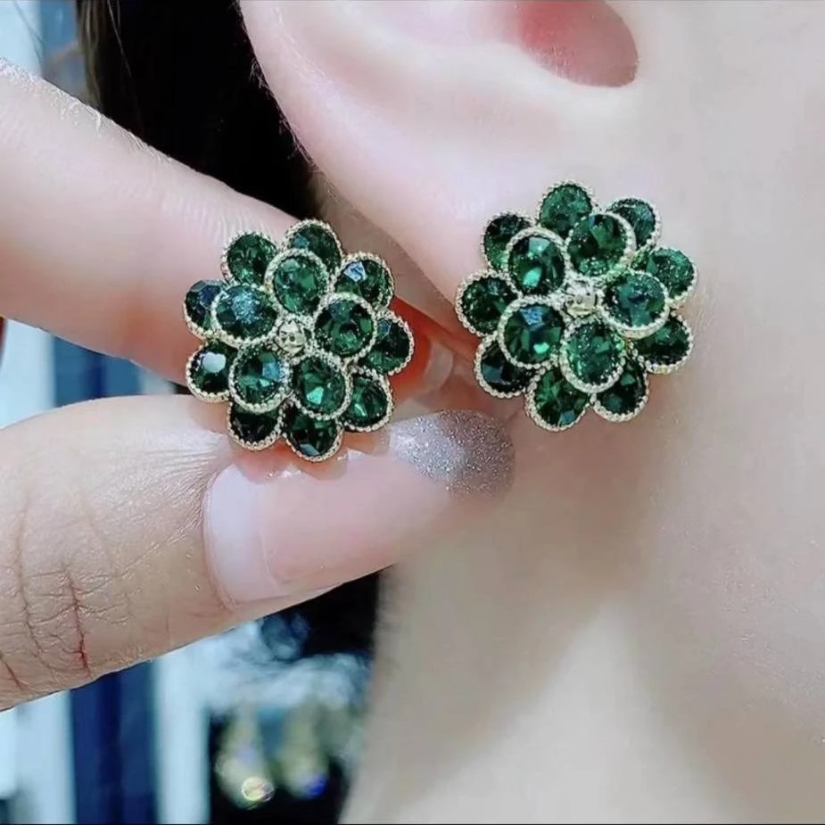 合金耳饰 新款潮太阳花朵耳钉耳饰高级感轻奢锆石时尚气质耳坠女