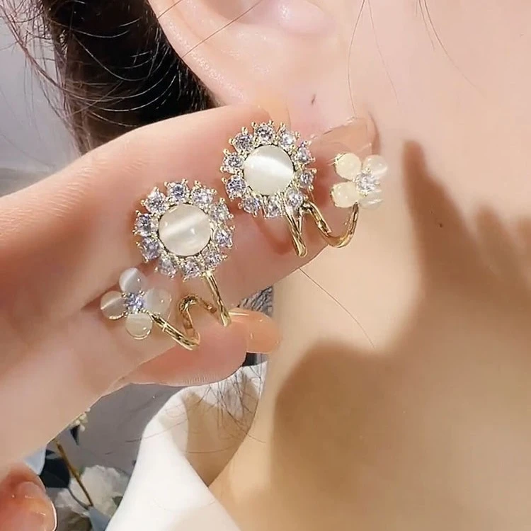合金耳饰 气质轻奢百搭女神花小众精致耳环耳饰