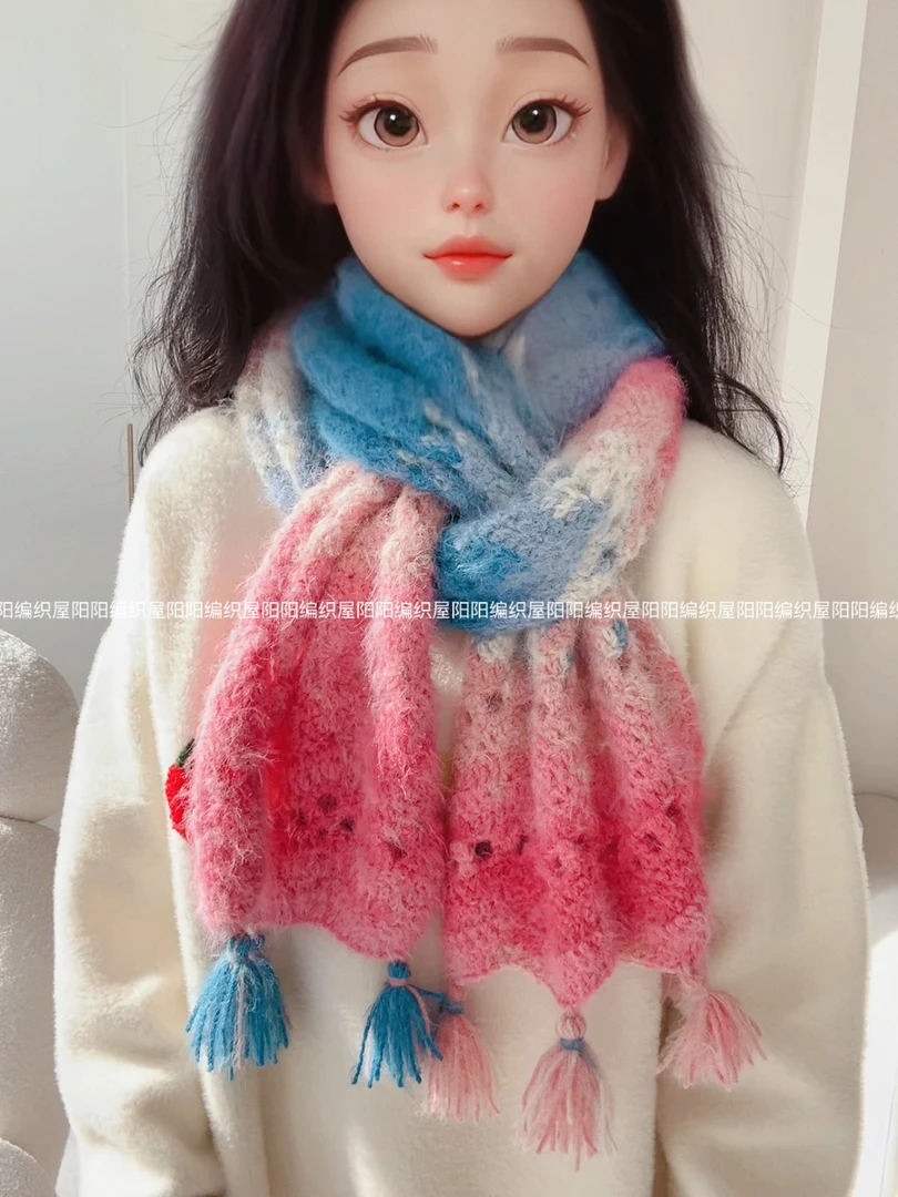 十刻雪宝diy手工编织围巾披肩材料包成品羊毛粗线钩针冬季礼物