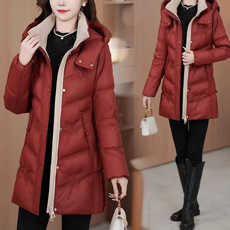 妈妈羽绒服中长款2025秋冬保暖新款白鸭绒外套显瘦加厚羽绒女