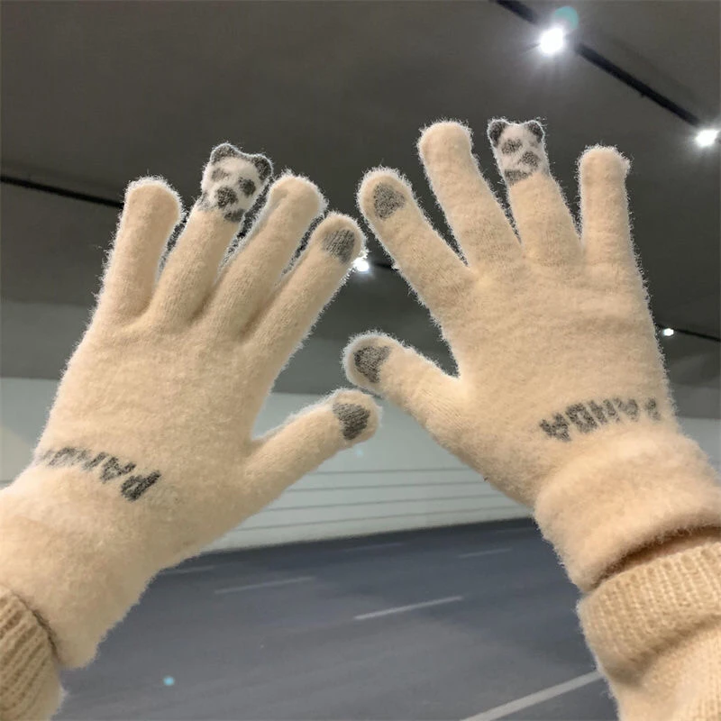 手套触屏保暖女生爆款可爱小熊暖手套加绒加厚手套写字秋冬季防寒