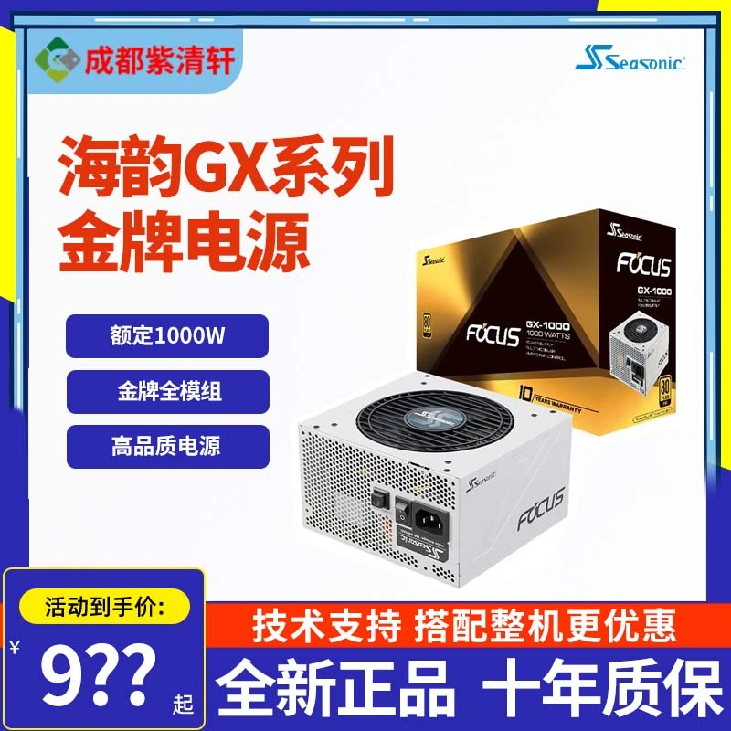 海韵SEASONIC电源FOCUS GX1000 PCIE5.0白色金牌模全日系电容电源