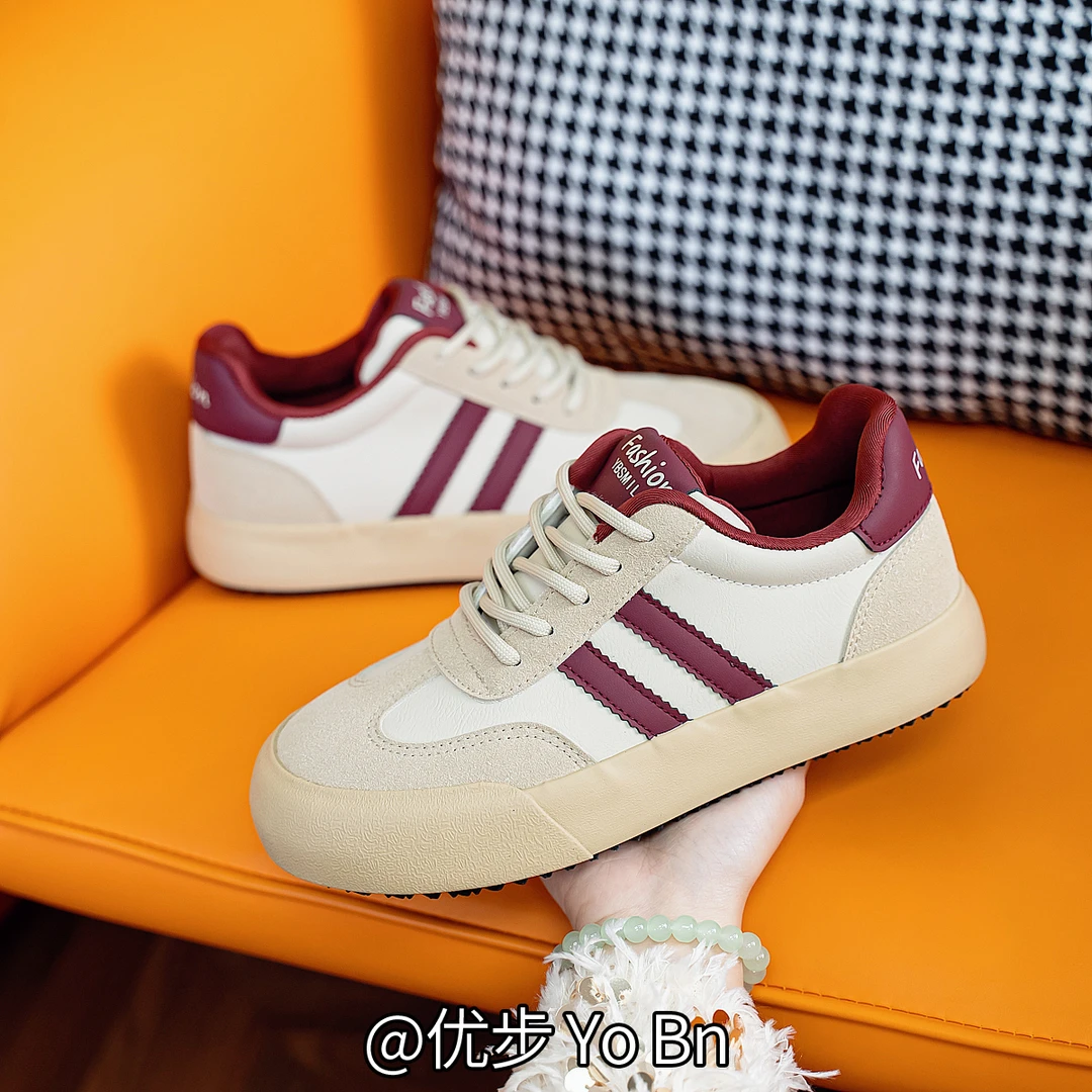 YOBN厚底板鞋ins女爆款板鞋2023新款低帮厚底百搭女鞋H1258