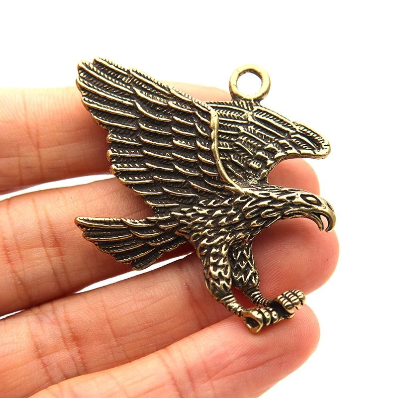 纯铜老鹰小挂件招财展翅雄鹰实心黄铜钥匙扣包挂摆件小铜器手把件