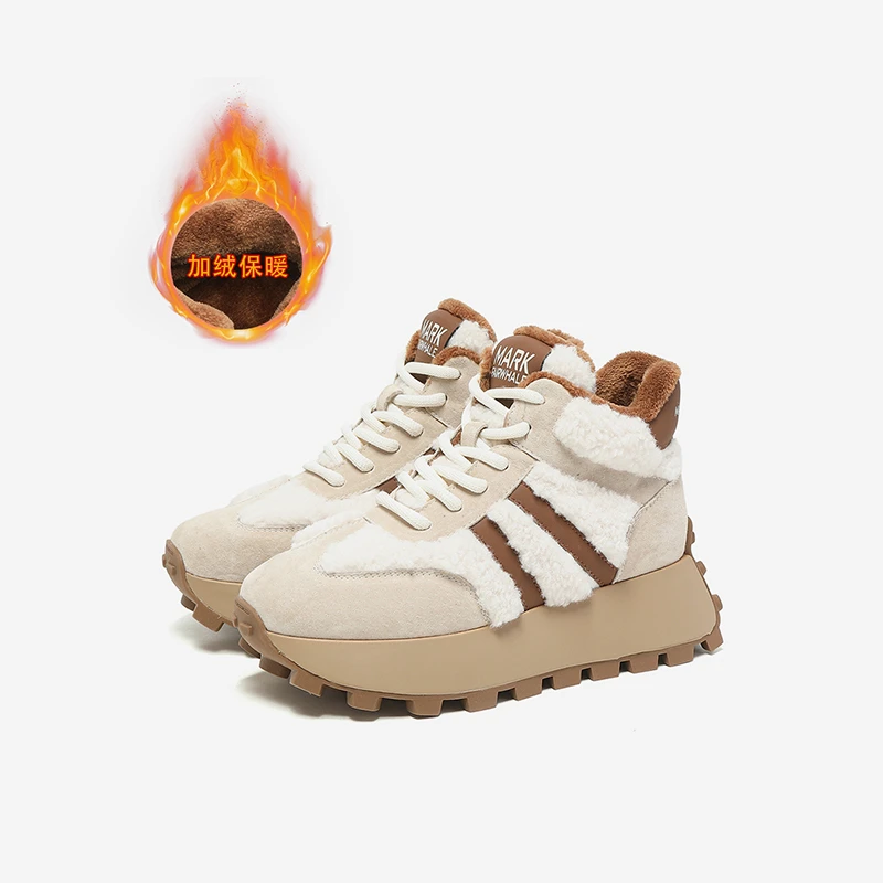 （泰迪）网红潮流厚底舒适高帮秋冬季女士系带鞋国潮百搭阿甘鞋