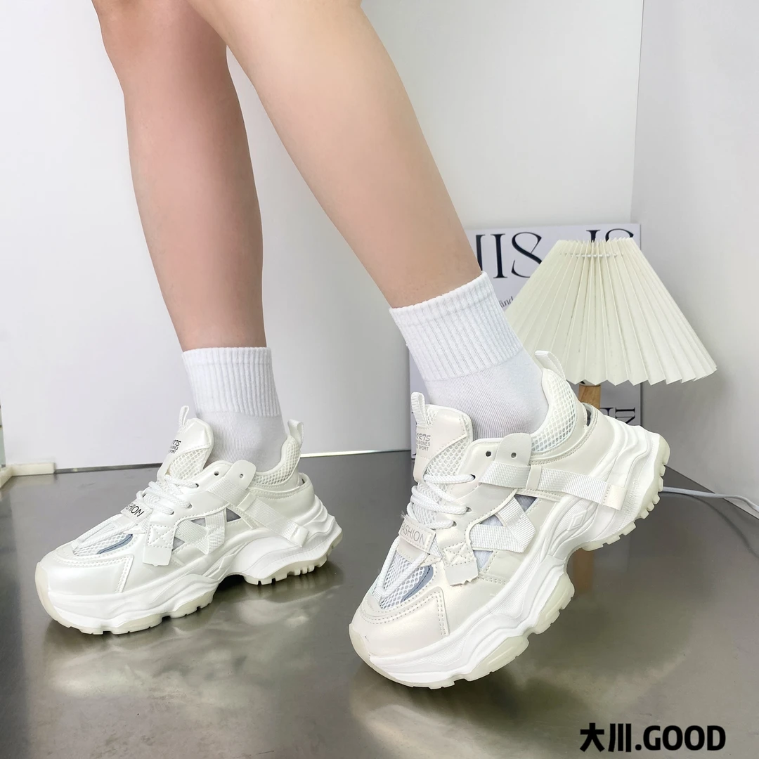 运动凉鞋女2024年夏季新款百搭厚底网面镂空老爹鞋休闲跑步鞋0908