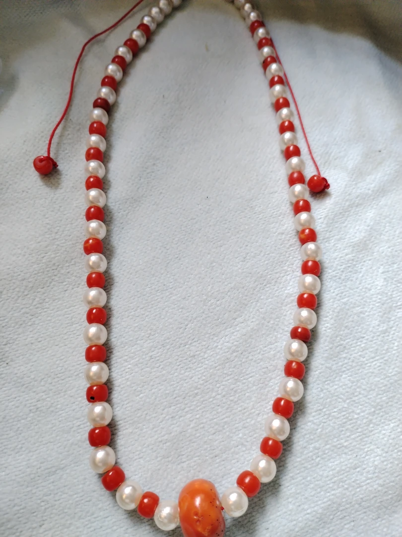 非金属仿珍珠项链 藏式项链红色饰品百搭时尚简约复古民族风女款