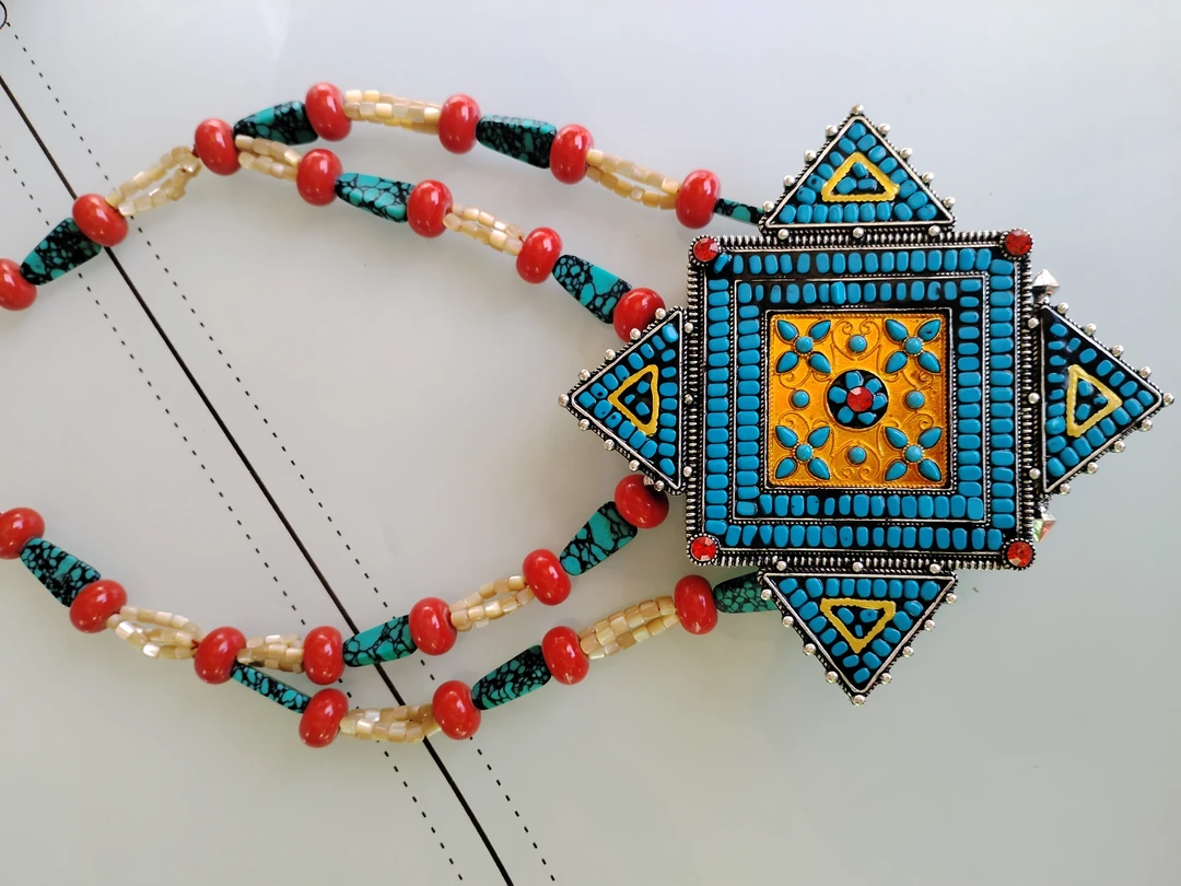 铜合金仿珍珠项链 藏式项链时尚饰品民族风百搭纯手工项链卡乌