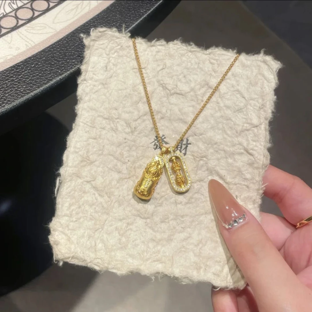 钛钢项链 貔貅金刚杵新中式叠戴小众吊坠项链女高级感锁骨链新款