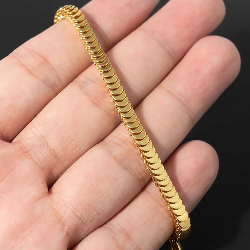 钛钢手链 防过敏不掉色手链饰品女生四方鱼鳞双面2024年夏季新款