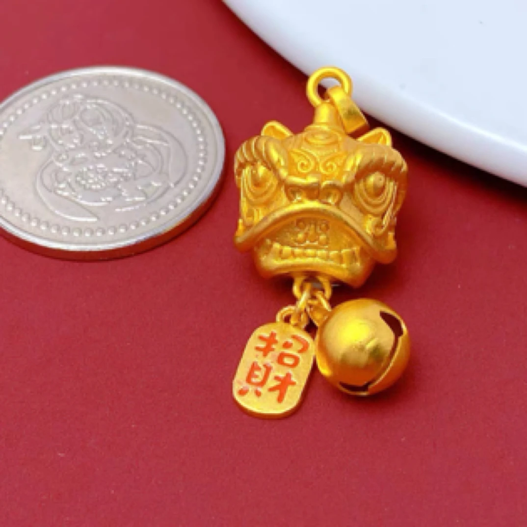 钛钢吊坠 新中式招财醒狮铃铛吊坠中国风毛衣链编绳锁骨链吊坠