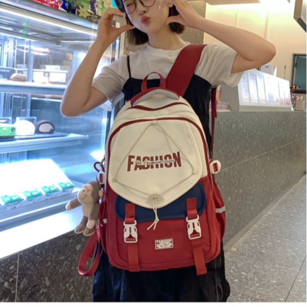 便携百搭防泼水撞色双肩包