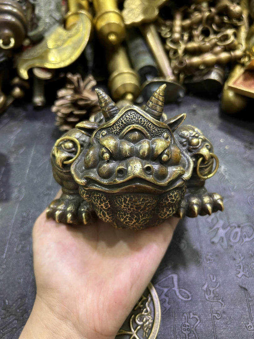 苗苗主播推荐铜茶宠摆件将军蟾