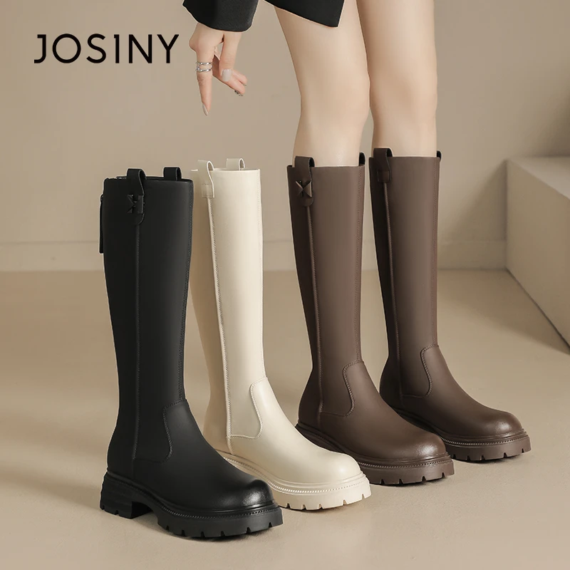 卓诗尼厚底秋冬长筒小个子骑士靴女2024年气质爆款瘦靴302P86834