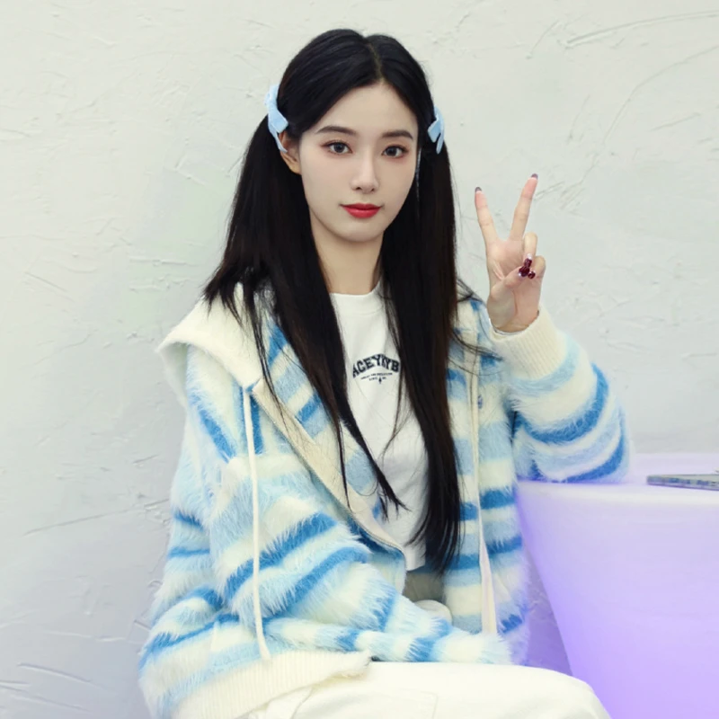 YKYB潮牌秋季新品渐变毛衣开衫印花休闲百搭扎染短毛衣Y34NCG068