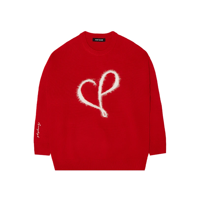 YKYB秋季新款爱心长袖情侣款毛衣宽松百搭针织衫Y43NZD075