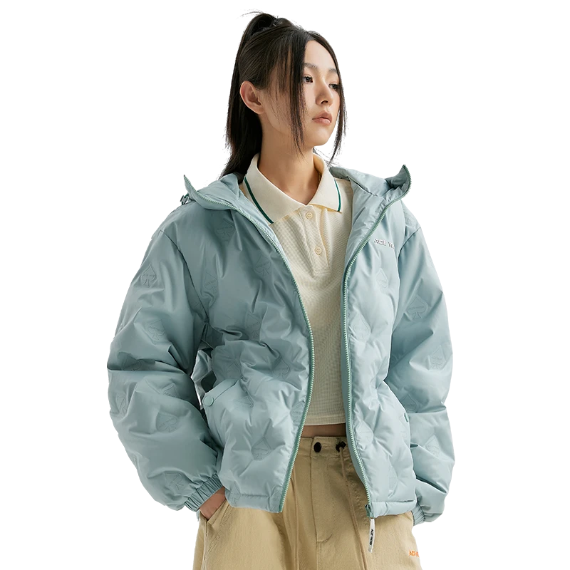 YKYB潮牌秋冬季新品男女百搭休闲变色吸光黑桃羽绒服 Y43NYR002