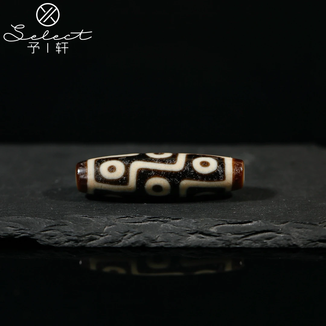 予轩出品；精品一代老台湾上肯老超顶折线九眼47.5*12.8mm天珠吊坠