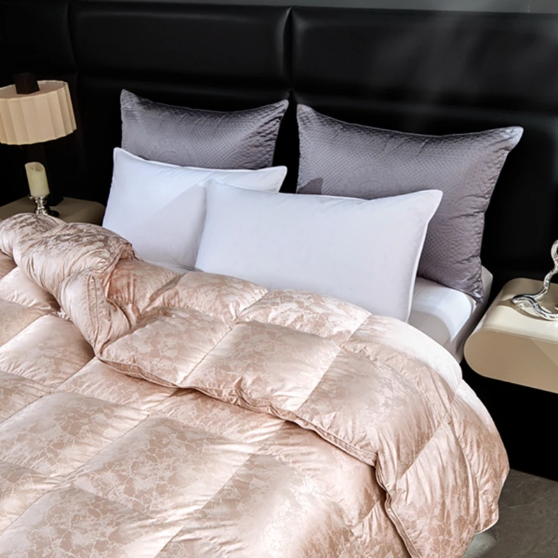 新款真丝酒店双层提花鹅绒被羽绒被被子直播爆品高端提花鹅绒被