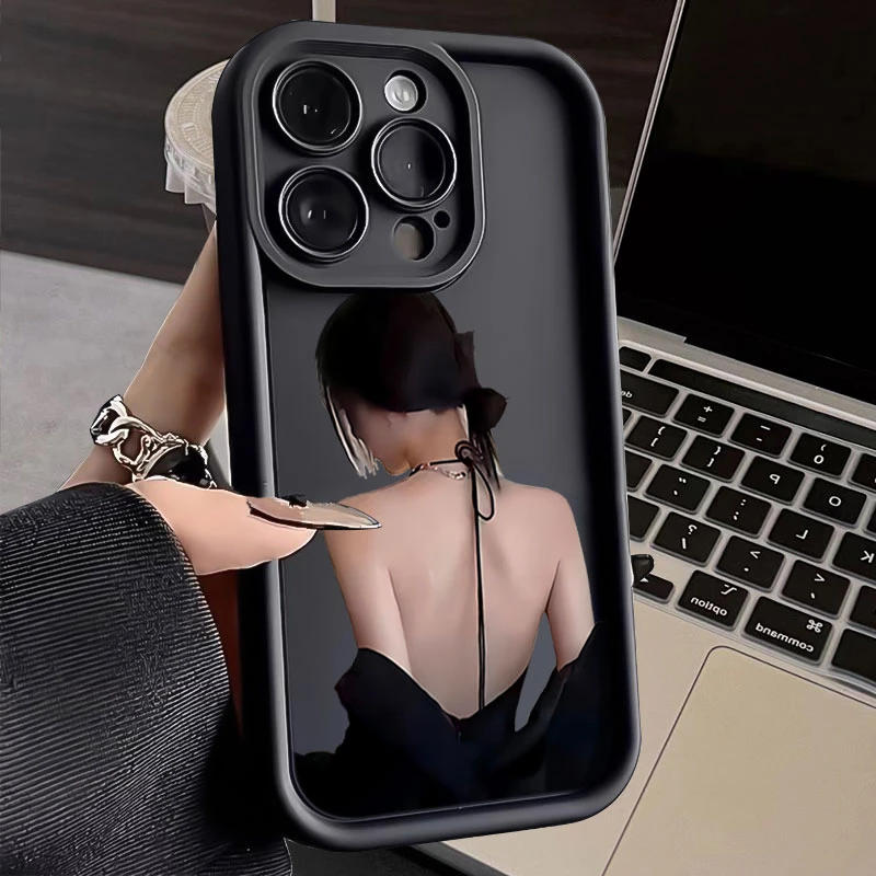背影女孩适用于iphone16苹果手机壳15promax金刚砂14软13全包1211