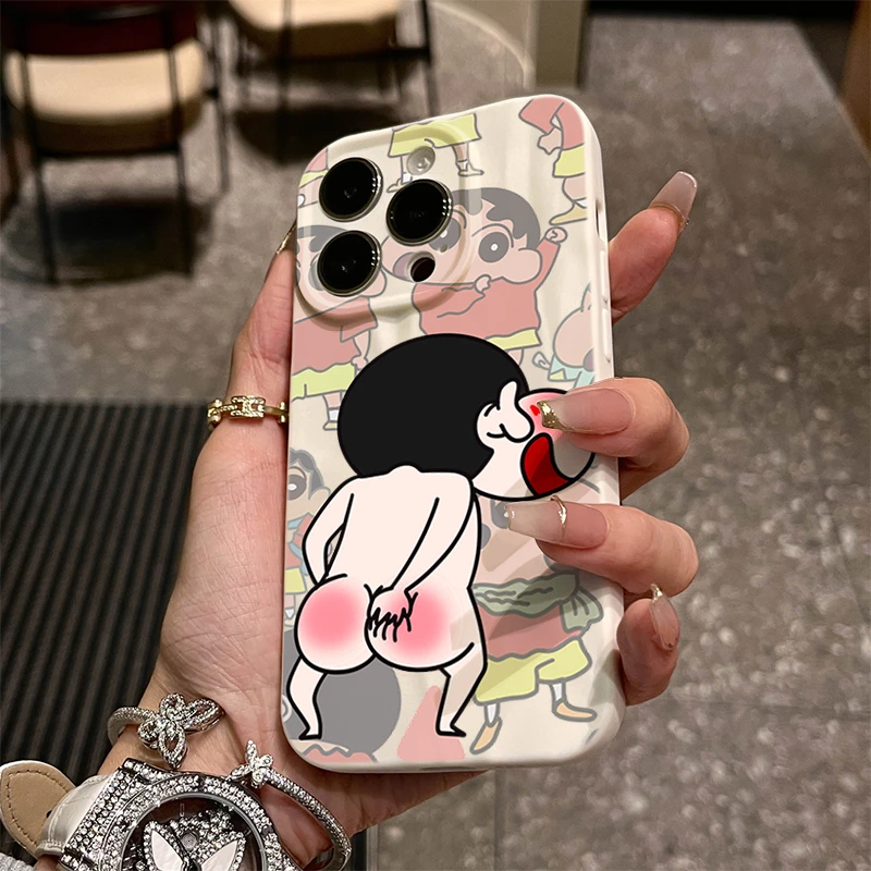 搞怪小新iphone15苹果手机壳14promax软褶皱13pro高级12P全包11