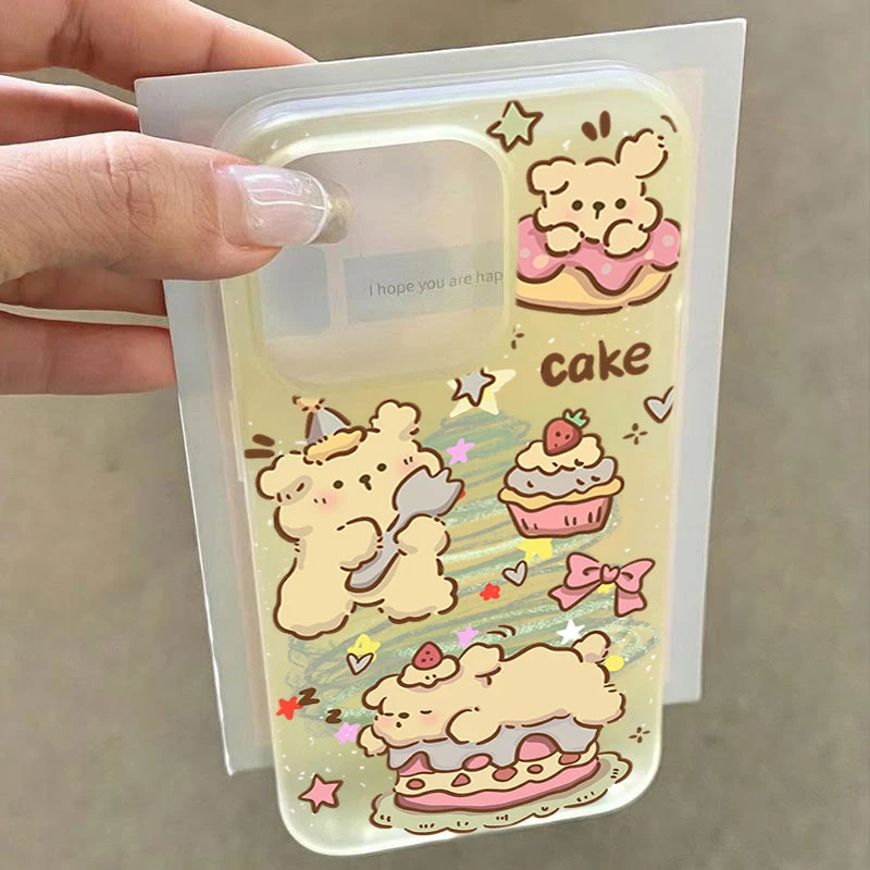 蛋糕小狗适用iphone16/15苹果手机壳SE2软胶14promax13磨砂12/11