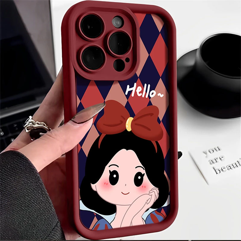 白雪公主苹果15手机壳14ProMax软硅胶iPhone13女11全包12防摔XS