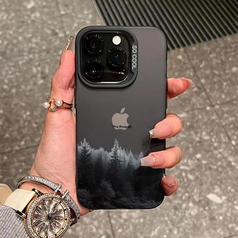 迷雾森林绘画适用苹果1615手机壳iphone14Promax13软胶12防摔11xs