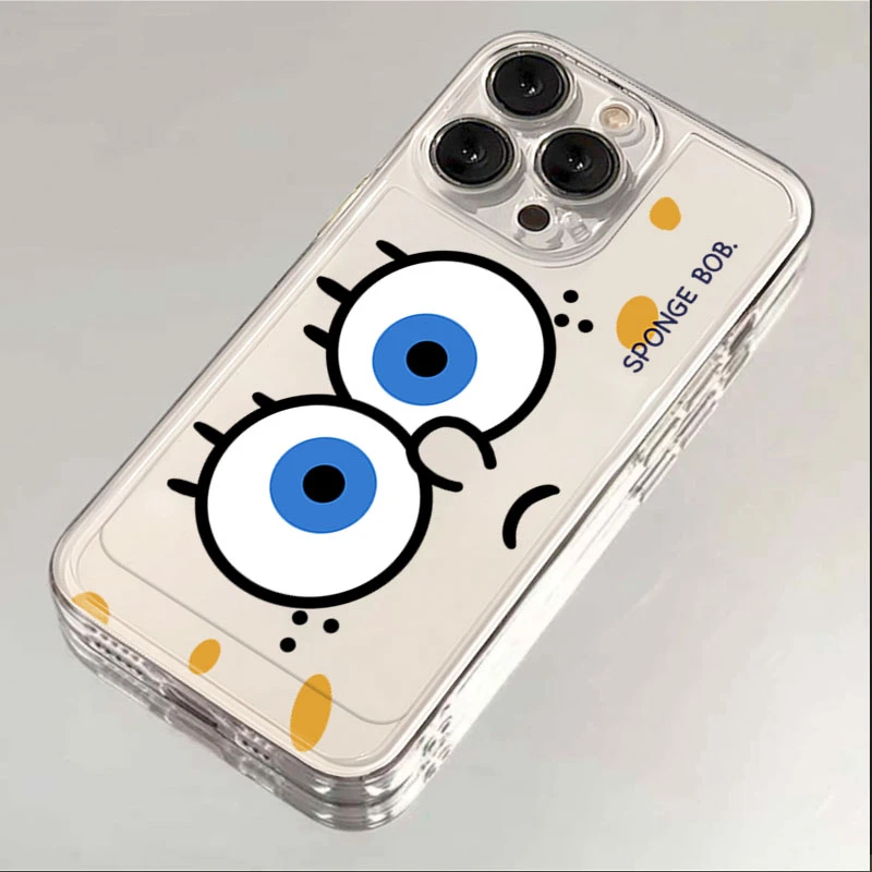 大眼海绵宝宝适用iphone16pro/15手机壳苹果13/12/11透明14p卡通8