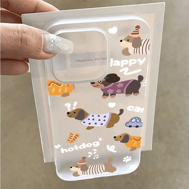 腊肠小狗适用iphone16/15苹果手机壳SE2软胶14promax13磨砂1211XS