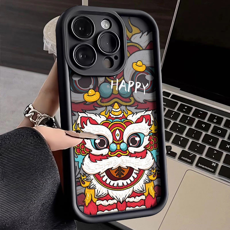 国风龙年醒狮苹果14手机壳高级iphone15/13pro max软硅胶12全包11