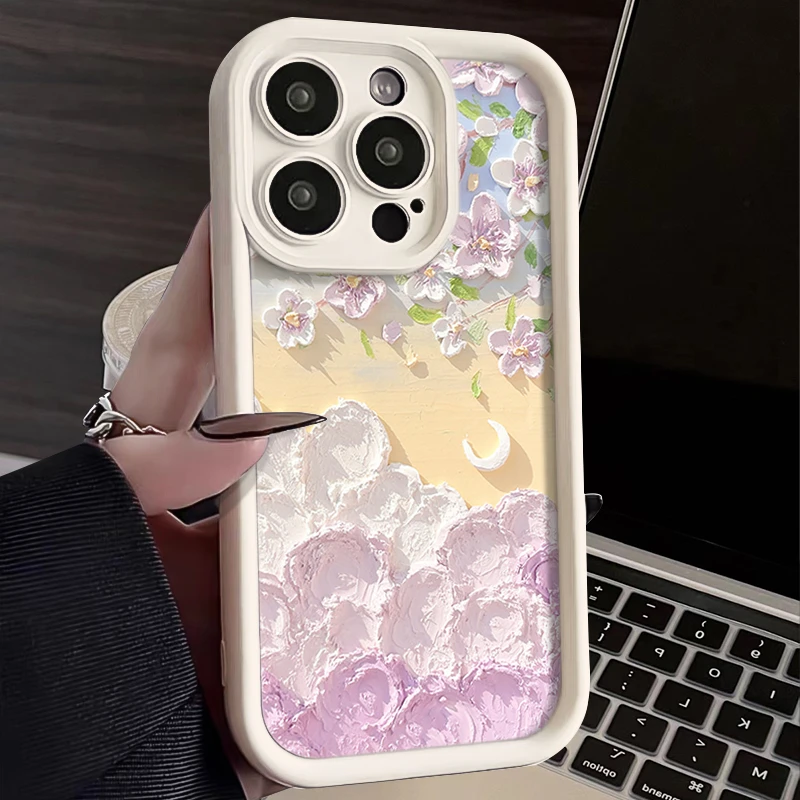油画花朵iphone15苹果手机壳14promax高级13pro防摔12/11/XSXR78P