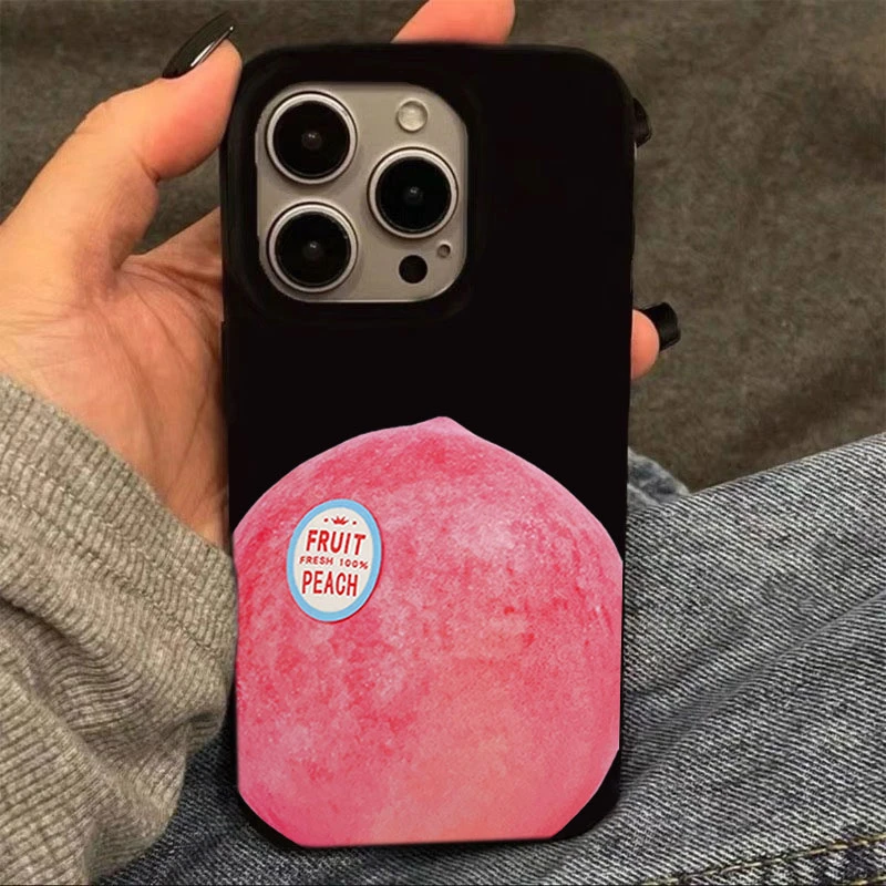 ins水蜜桃适用苹果15手机壳iphone13亮面14promax新款12软11女