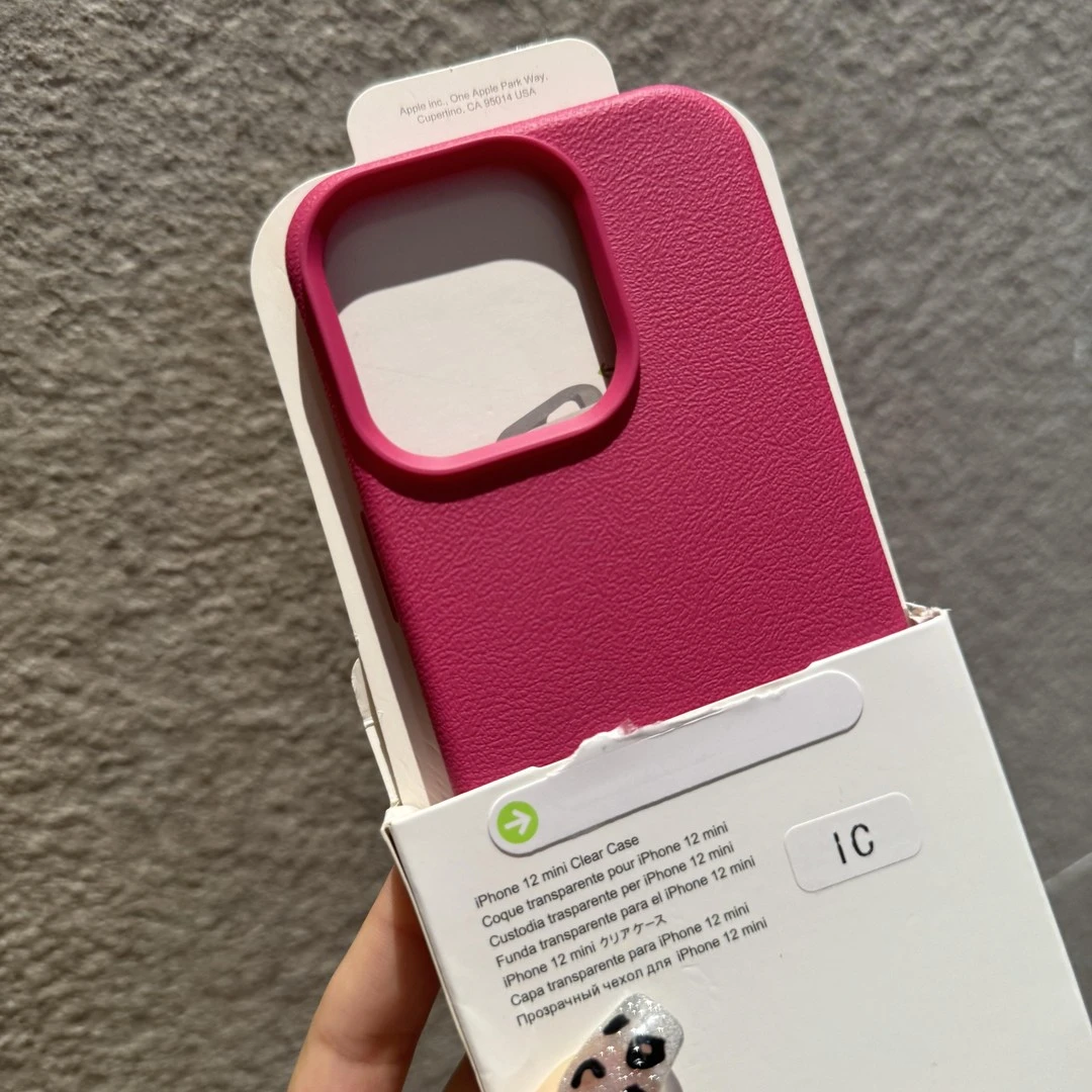 玫红荔枝纹适用苹果15手机壳iPhone13/14promax高级12磨砂11