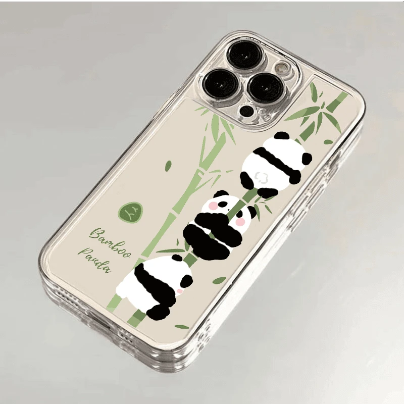 竹子熊猫适用于iPhone15/14/13pro不发黄透明手机壳全包简约耐脏X