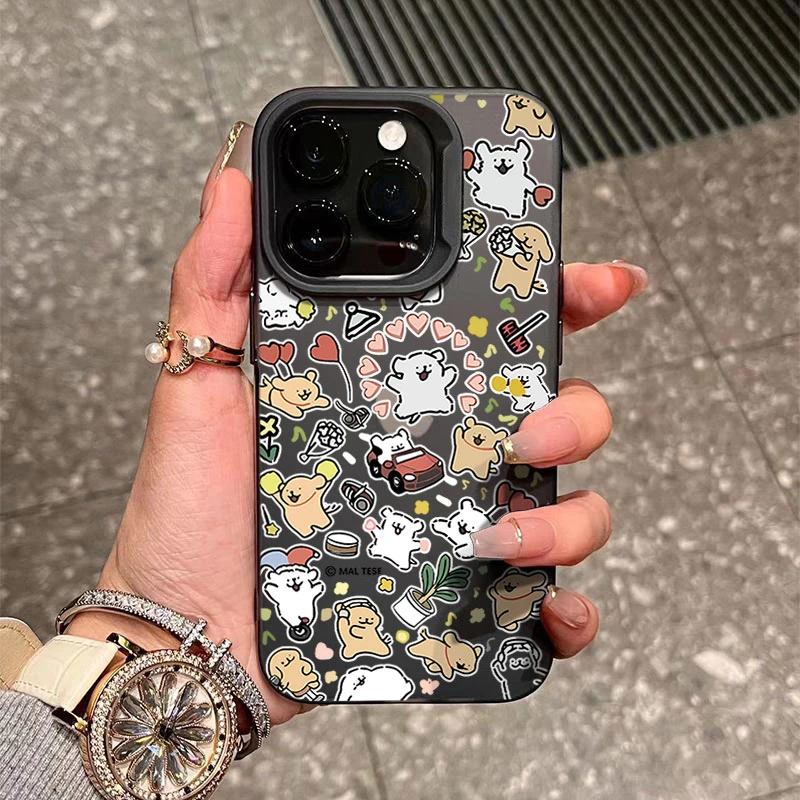 满屏线条小狗苹果15手机壳iphone14Promax磨砂13软硅胶12防摔11XS