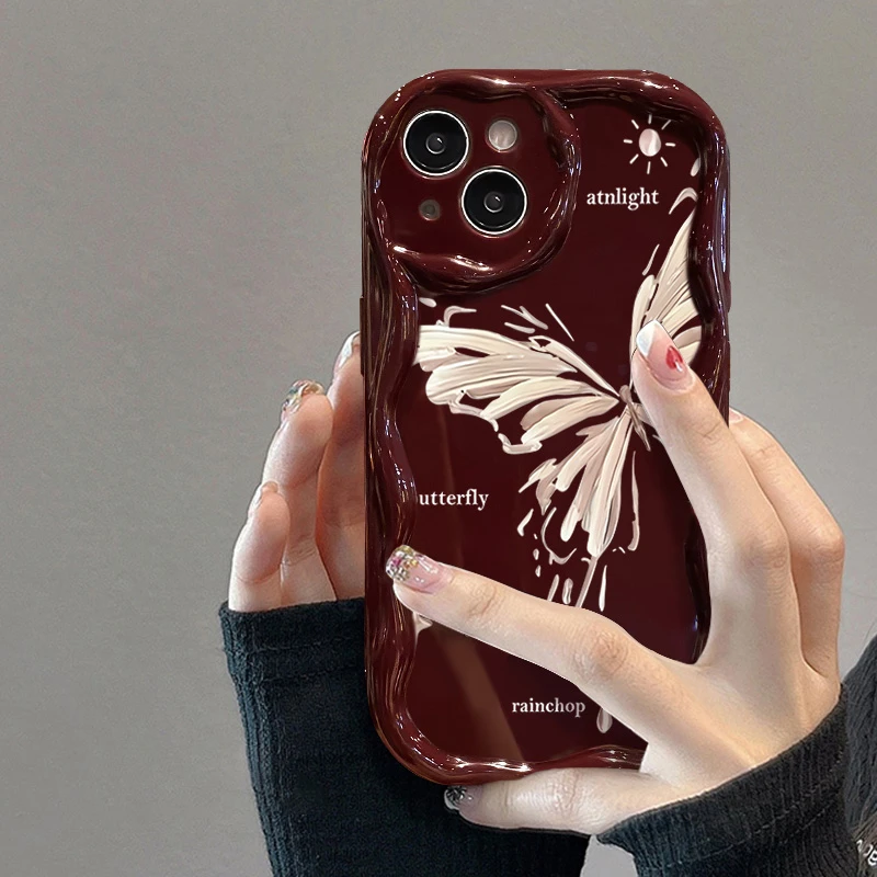 鎏金油画蝴蝶iphone15PRO手机壳苹果14promax软壳13高级12/11XS