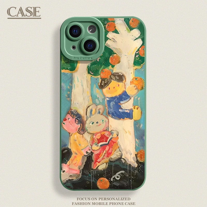 油画图像适用iPhone15ProMax手机壳14苹果13硅胶12软7p8p男女11xs