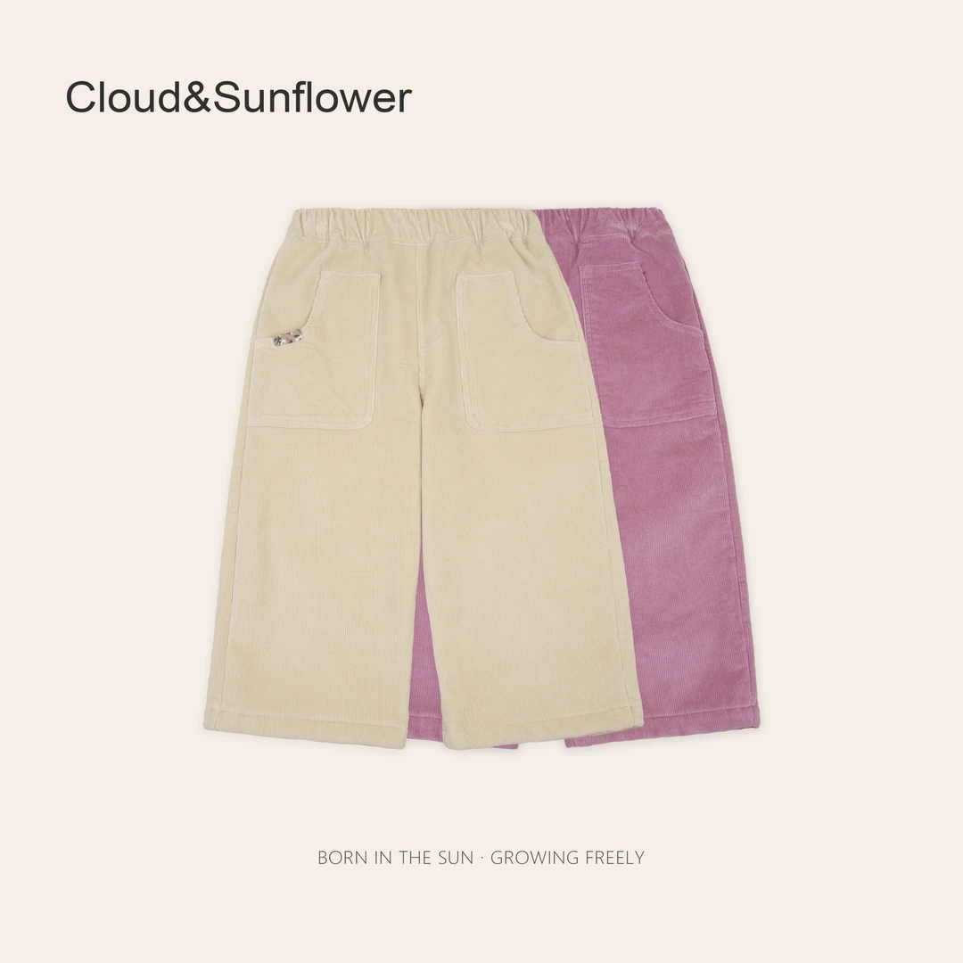 女童条绒冬季加厚百搭休闲直筒裤1113159