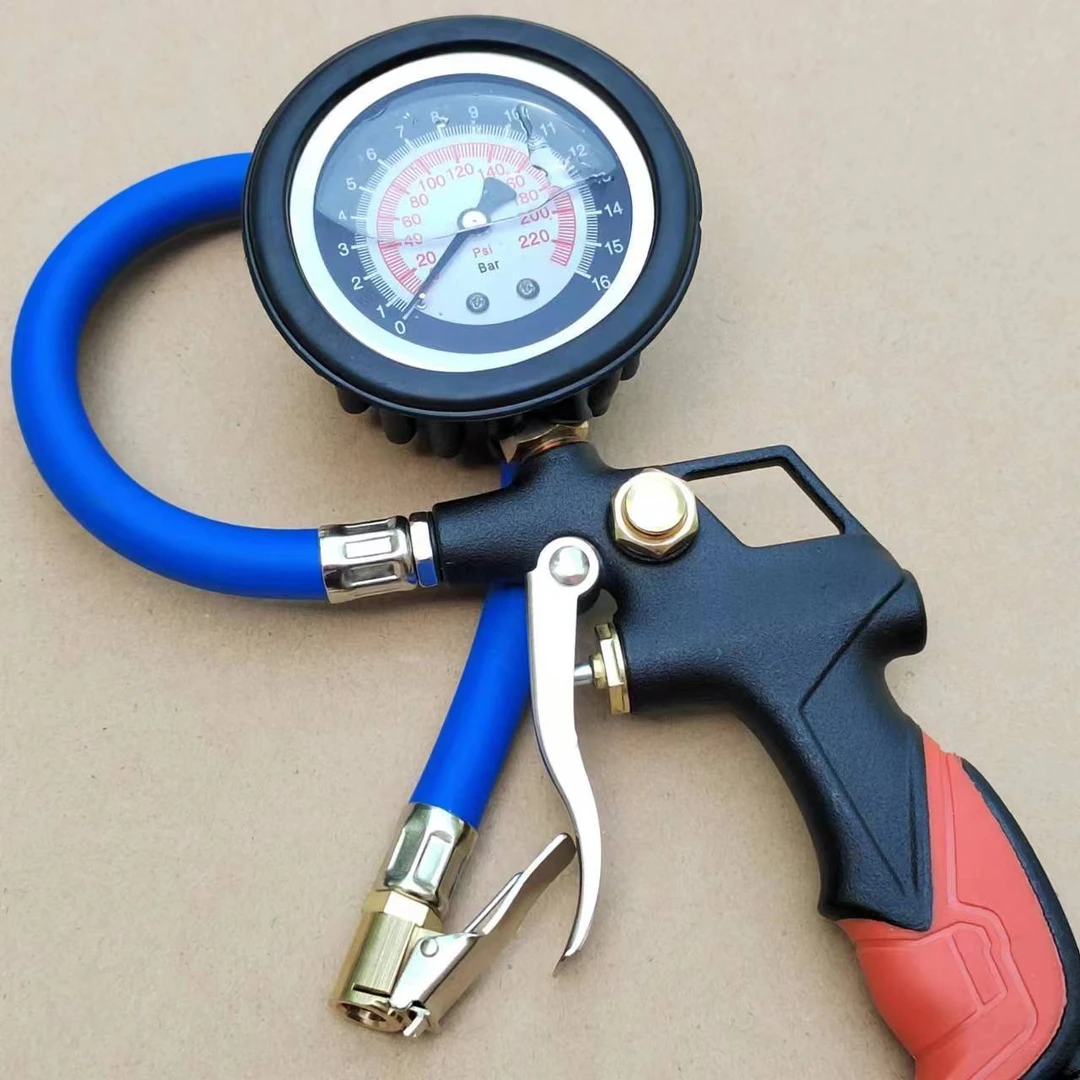 新款高精度胎压表气压表数显测压汽车轮胎压油浸胎压计加气打气枪