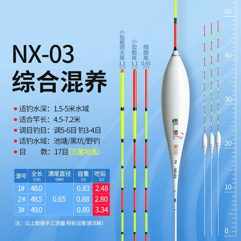 悟客新款NX03珍珠白高端纳米竞技细尾顿口王垂钓鱼漂